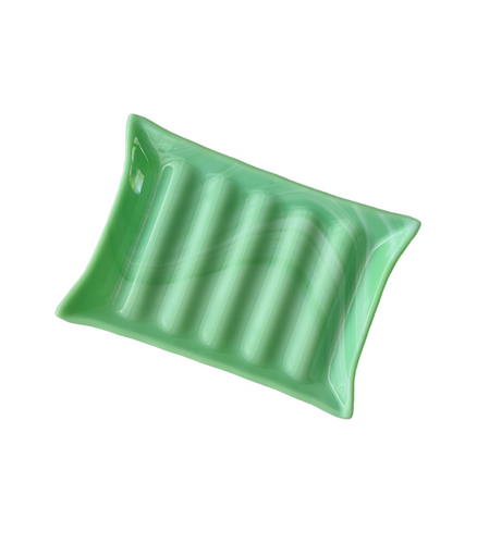 Fused glass green soap dish - Castell Apothecary