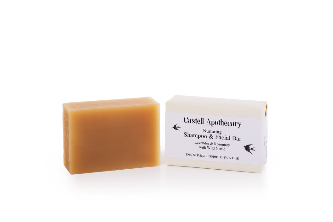 Castell Apothecary Lavender & Rosemary With Nettle Tea Hair & Facial Cleansing Bar